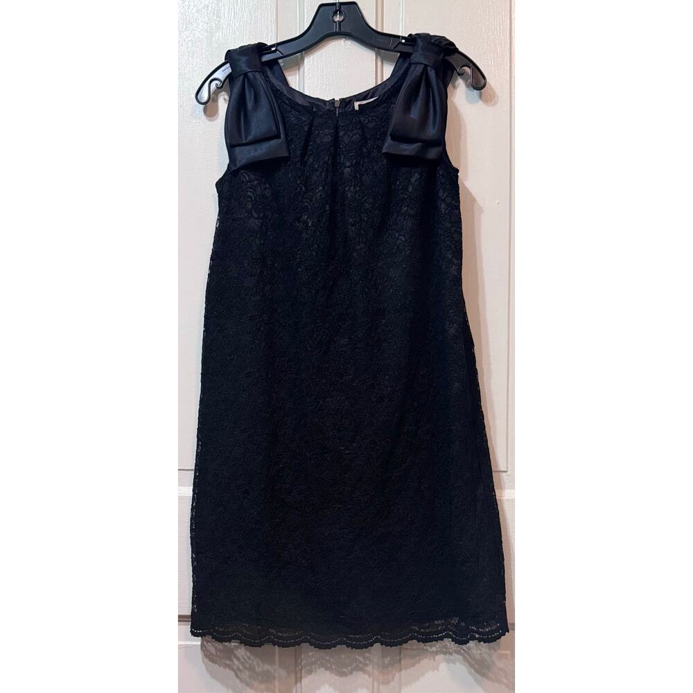 Lanvin Black Lace Bow Sleeveless Mini Dress Size 38